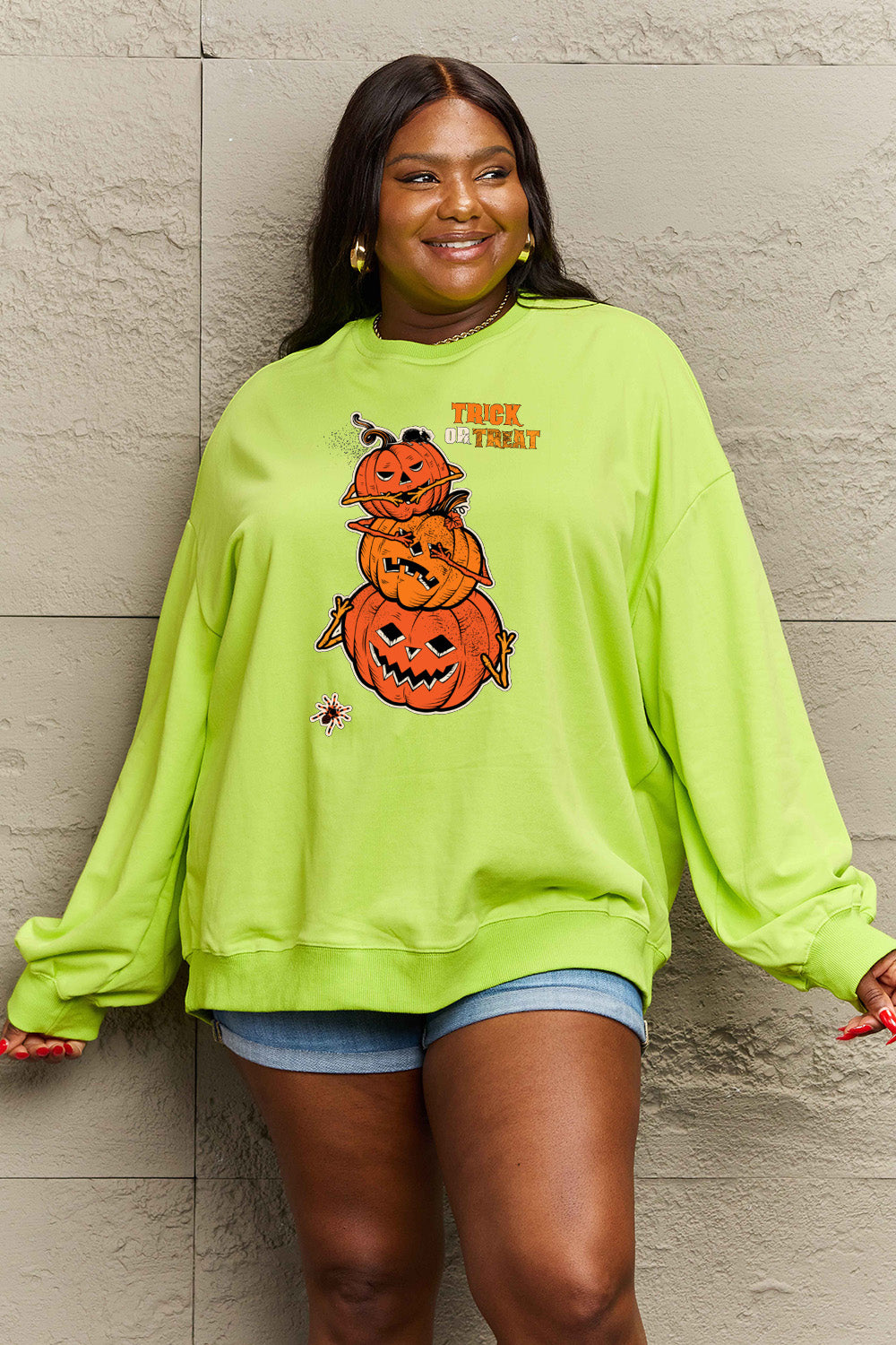 Simply Love Full Size TRICK OR TREAT Graphic Sweatshirt NicholesGifts