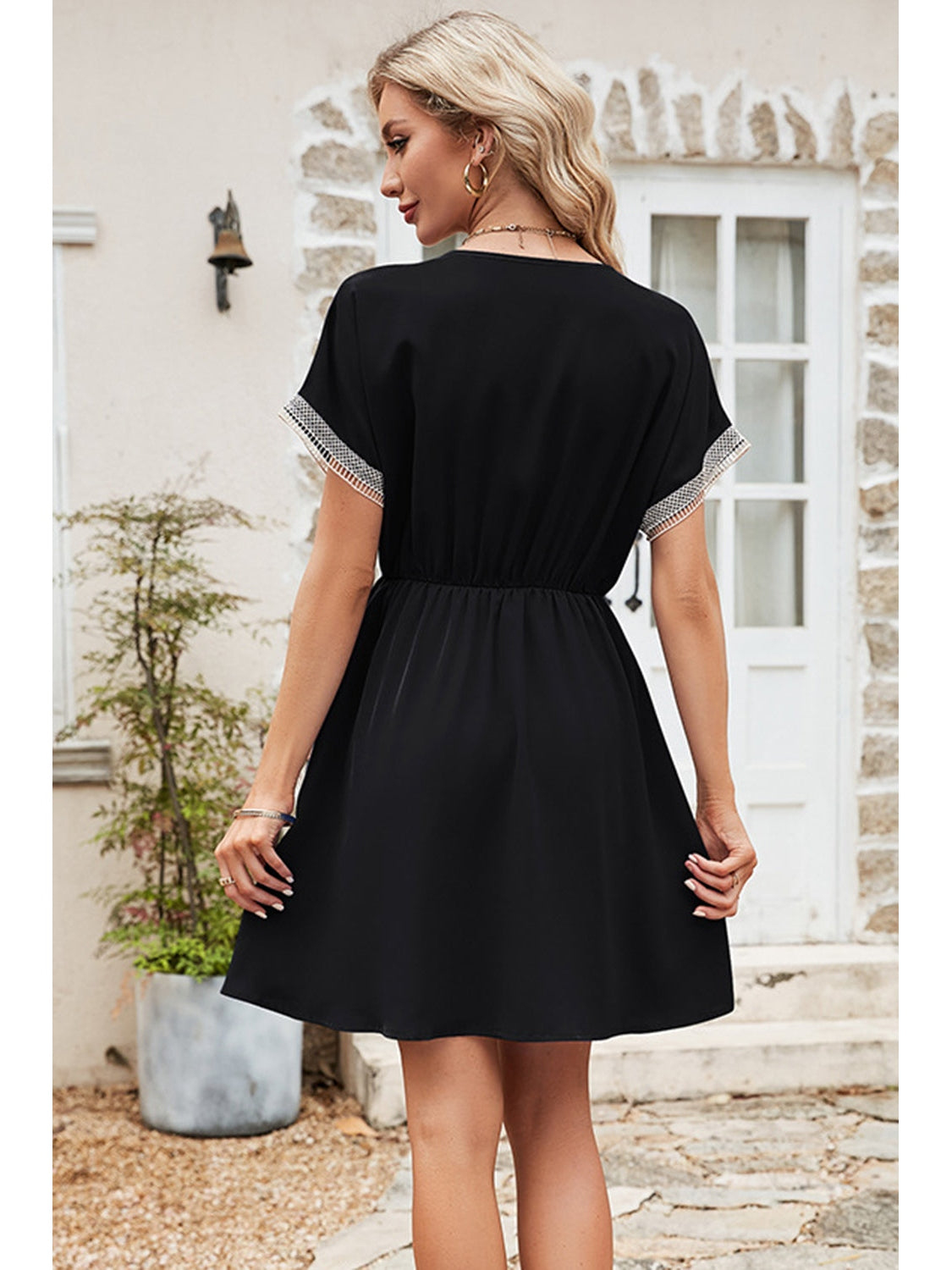Women Tassel V-Neck Short Sleeve Summer Dress NicholesGifts