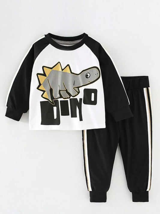 Children's Dinosaur Round Neck Top and Pants Set NicholesGifts