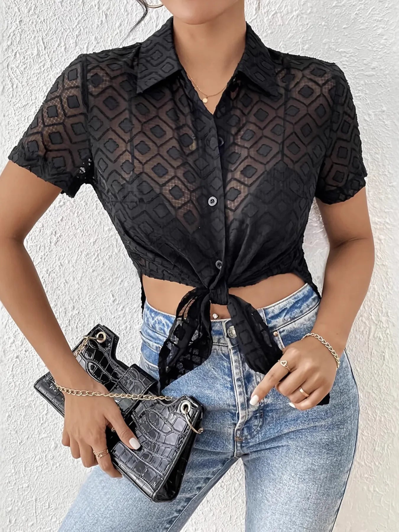 Side Slit Short Sleeve Shirt