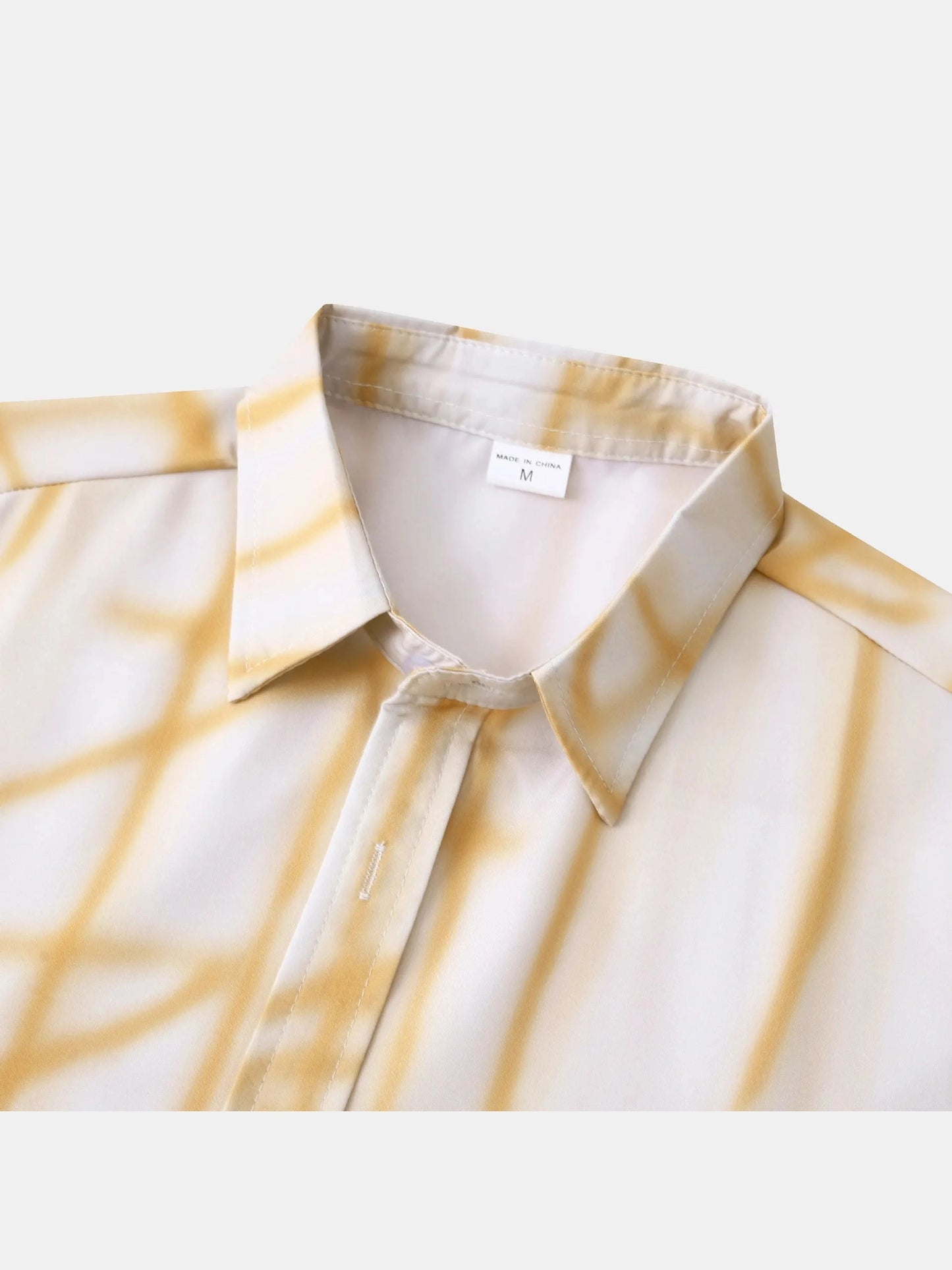 Men's Plus Size Abstract Lines Print Short Sleeve Summer Casual Shirt Trendsi
