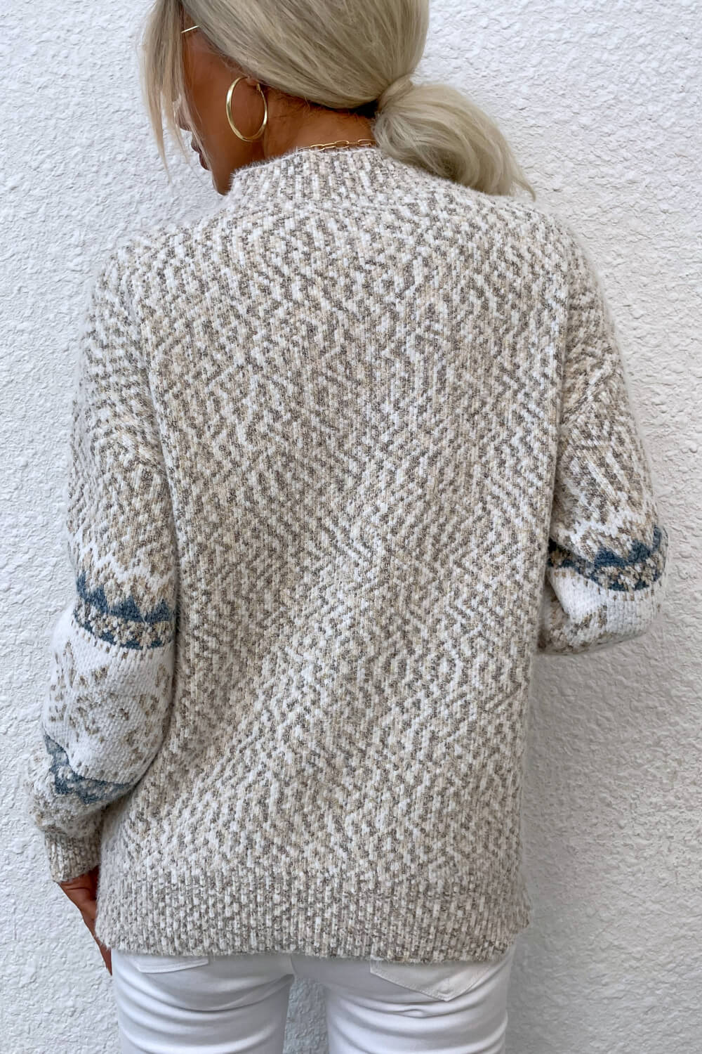 NicholesGifts Women Snowflake Pattern Mock Neck Sweater NicholesGifts