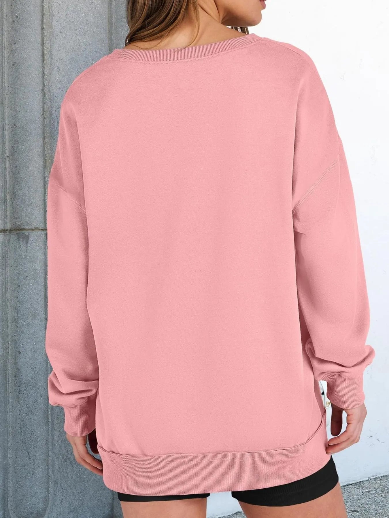 Women Notched Long Sleeve Oversized Sweatshirt nicholesgifts