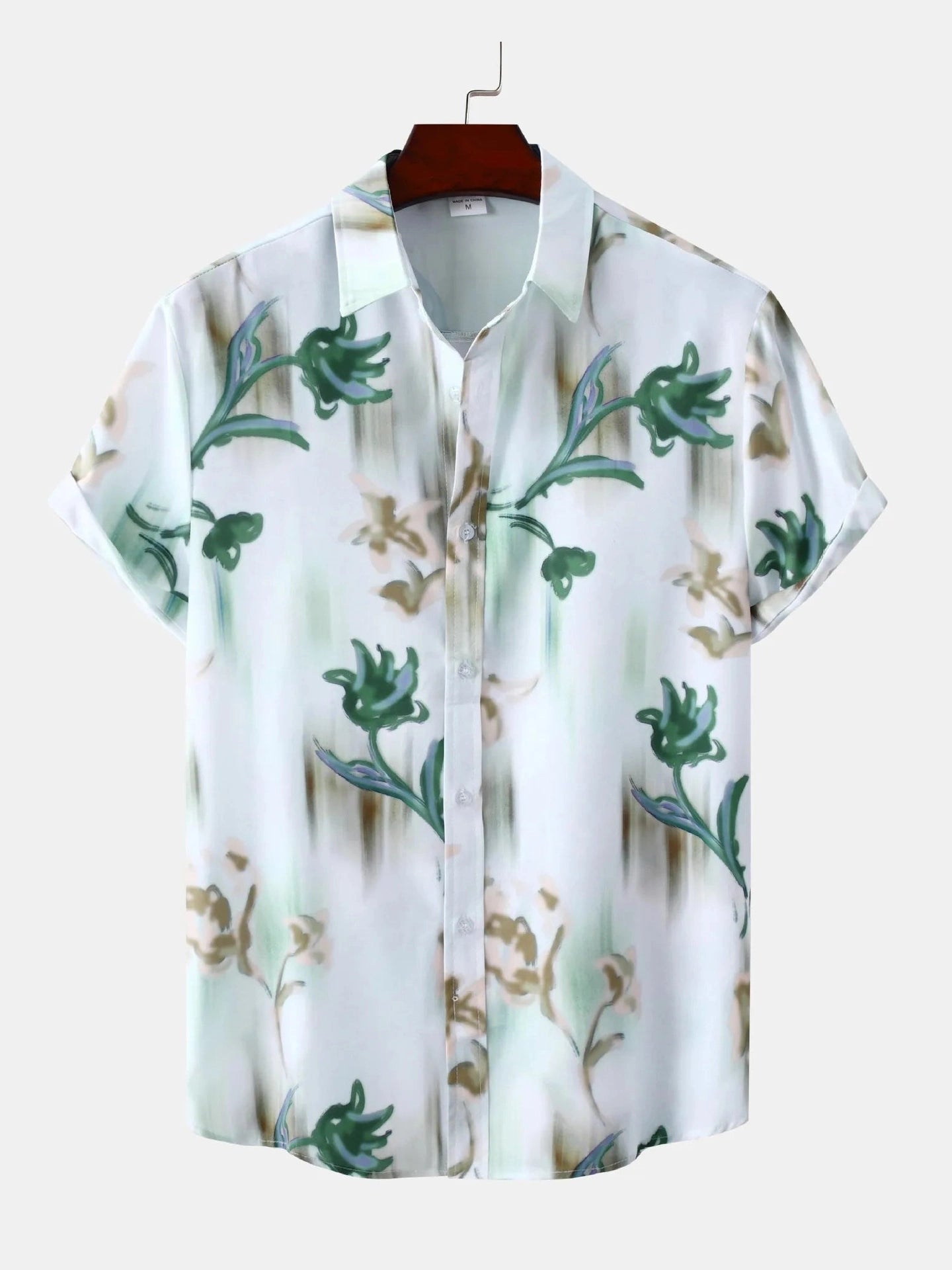 Men's Plus Size Printed Short Sleeve Button-Up Summer Shirt NicholesGifts
