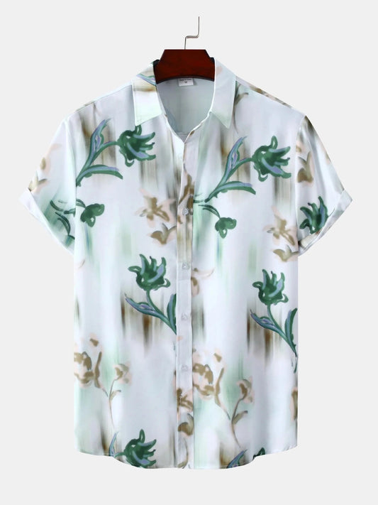 Men's Plus Size Printed Short Sleeve Button-Up Summer Shirt NicholesGifts