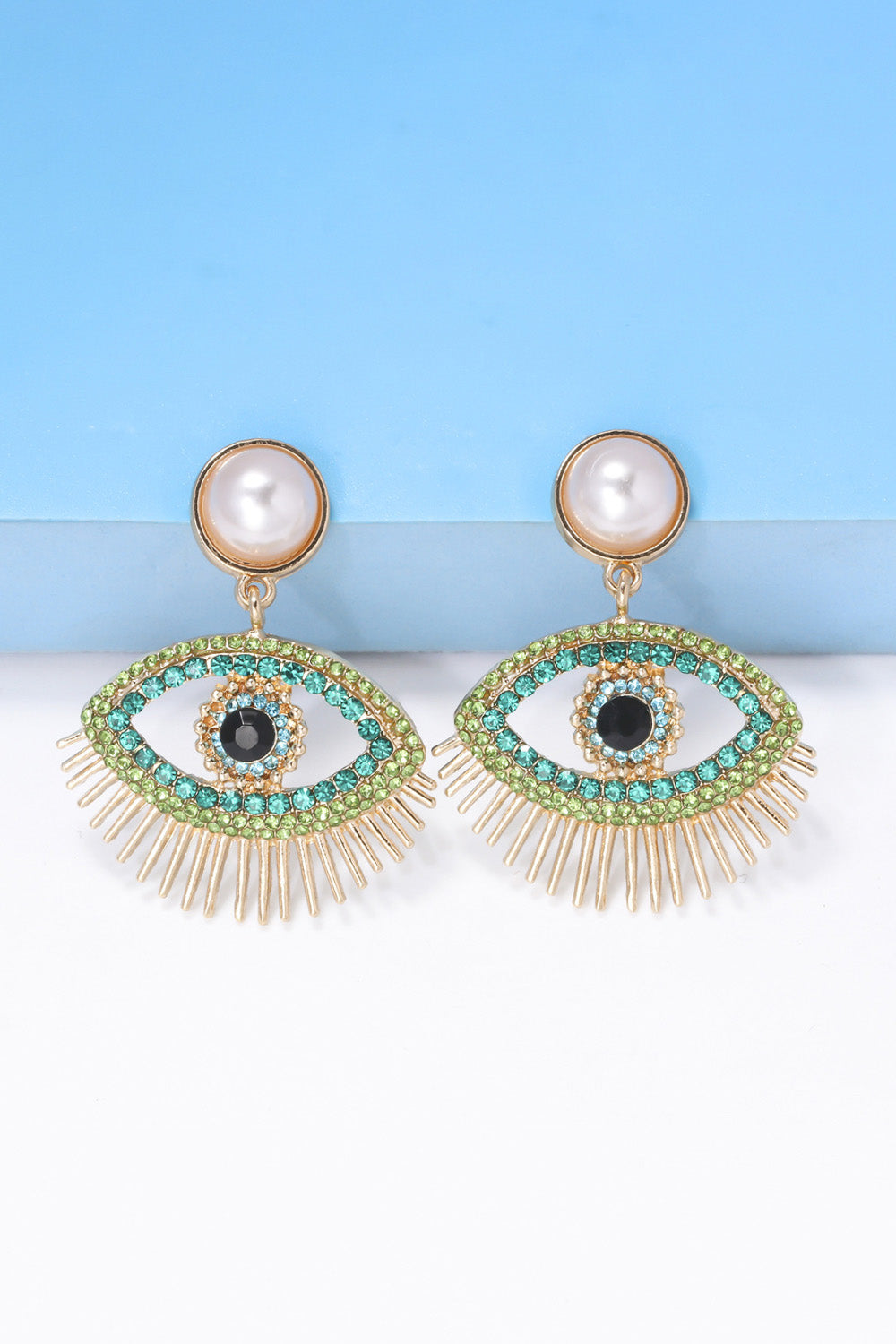 Women Evil Eye Shape Rhinestone Zinc Alloy Synthetic Dangle Halloween Earrings NicholesGifts