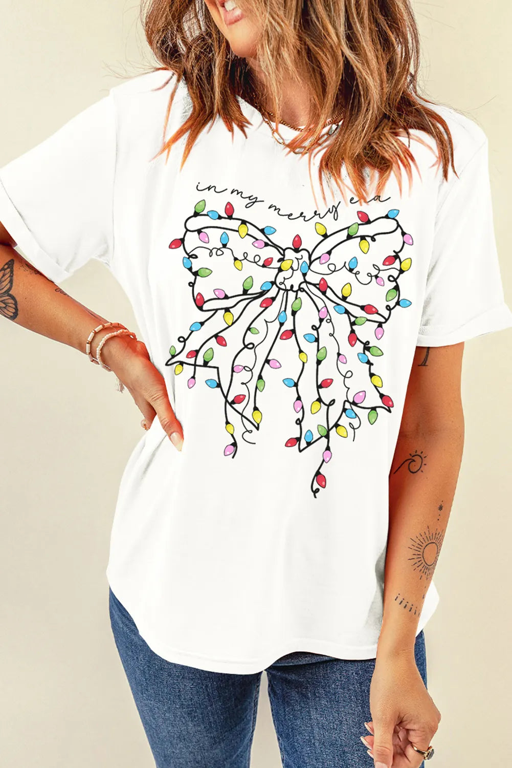 Full Size Bow Round Neck Short Sleeve T-Shirt NicholesGifts