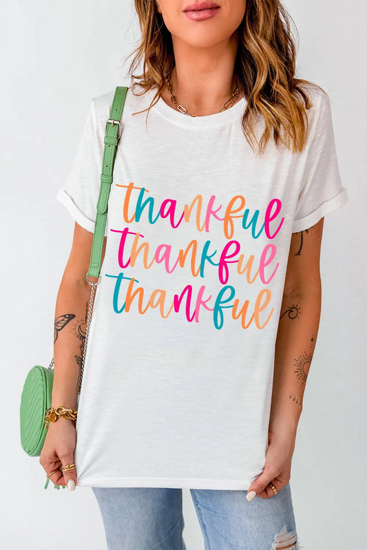 Full Size THANKFUL Round Neck Short Sleeve T-Shirt Trendsi