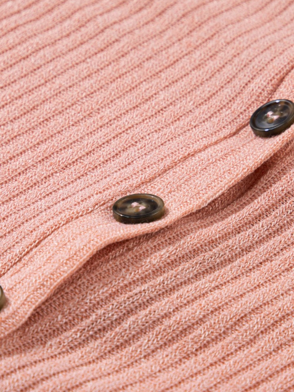 Women Quarter Button Round Neck Dropped Shoulder Knit Top