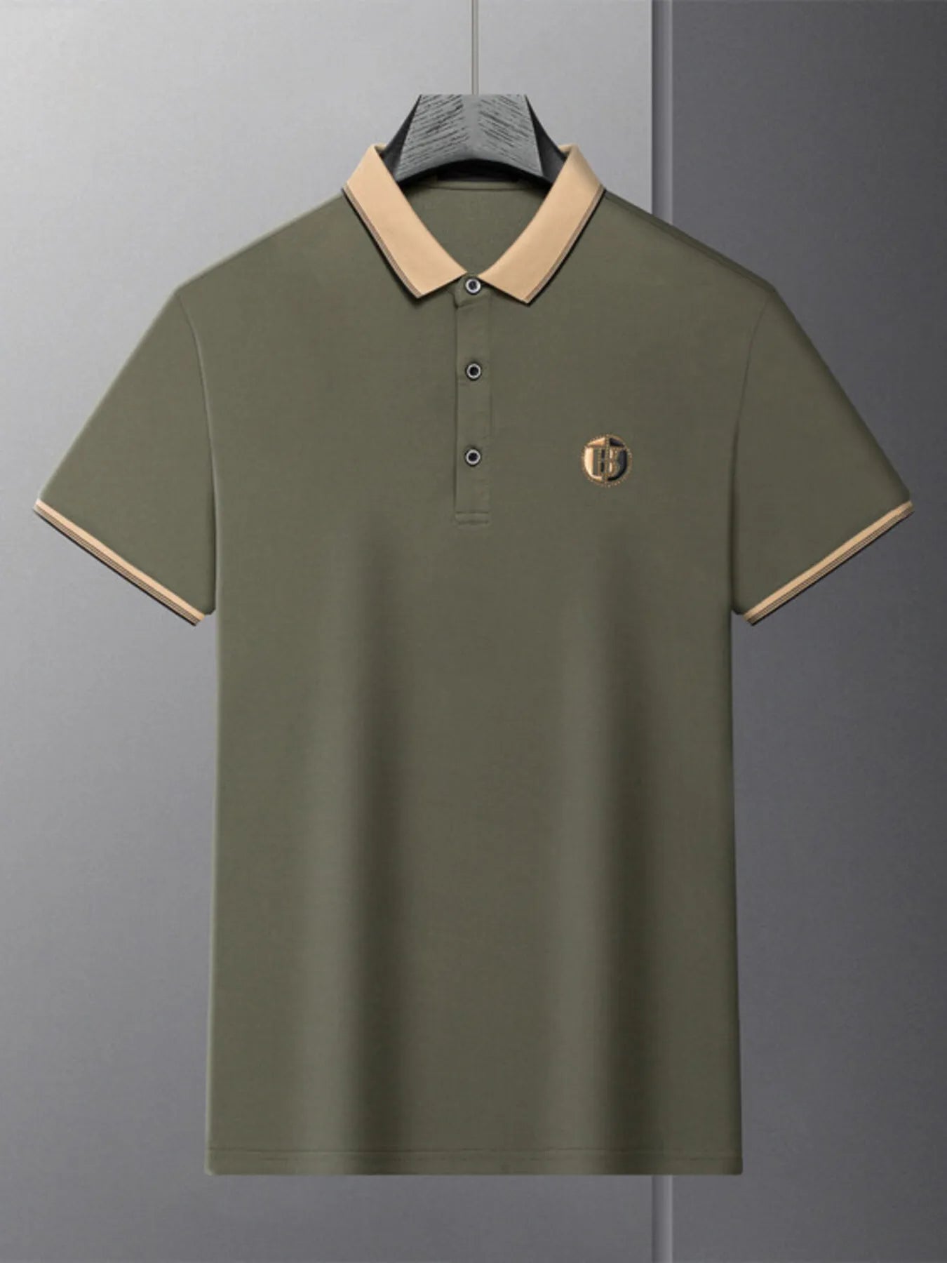 Men's Plus Size Contrast Collar Short Sleeve Polo Shirt