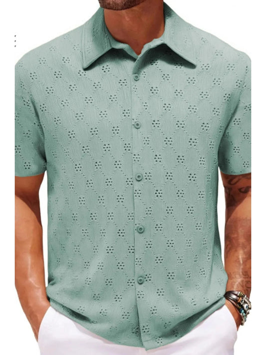 Men's Plus Size Button Down Short Sleeve Shirt Trendsi
