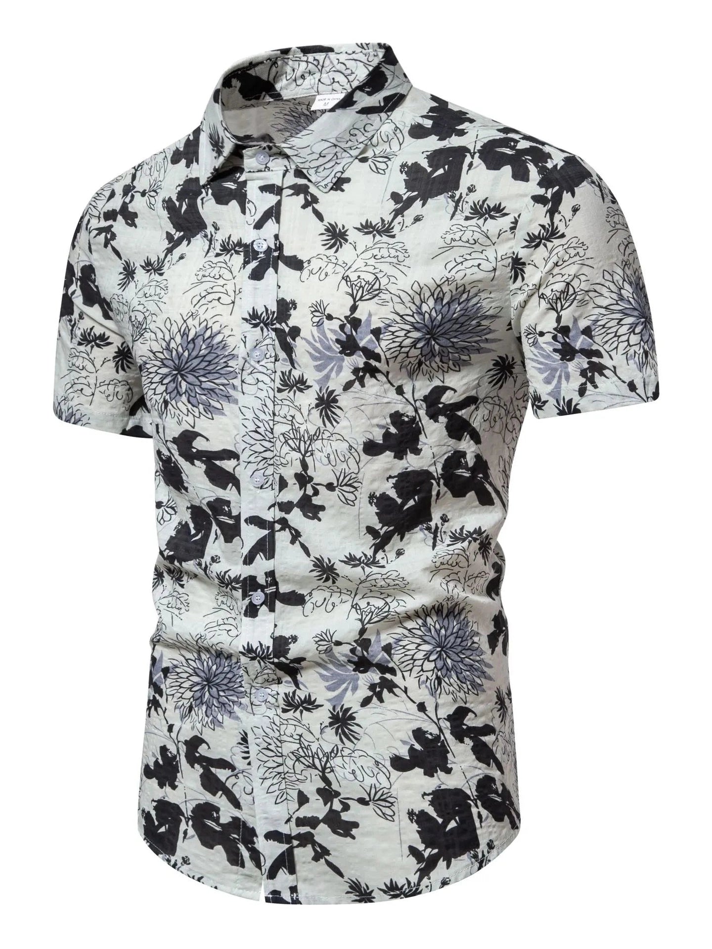 Men's Plus Size Floral Print Short Sleeve Button Down Shirt Trendsi