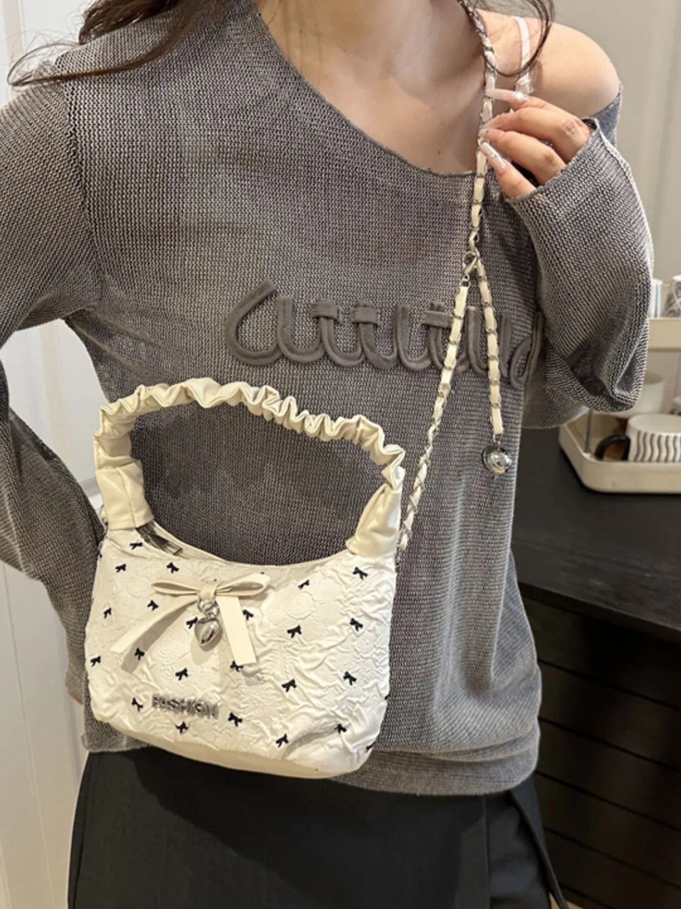 Bow Ruched Strap Crossbody Bag Trendsi