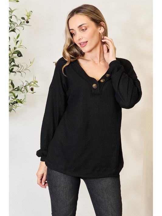 Women Zenana Buttoned Long Sleeve Blouse NicholesGifts