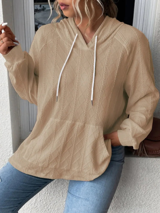 Full Size Drawstring Long Sleeve Hoodie Trendsi