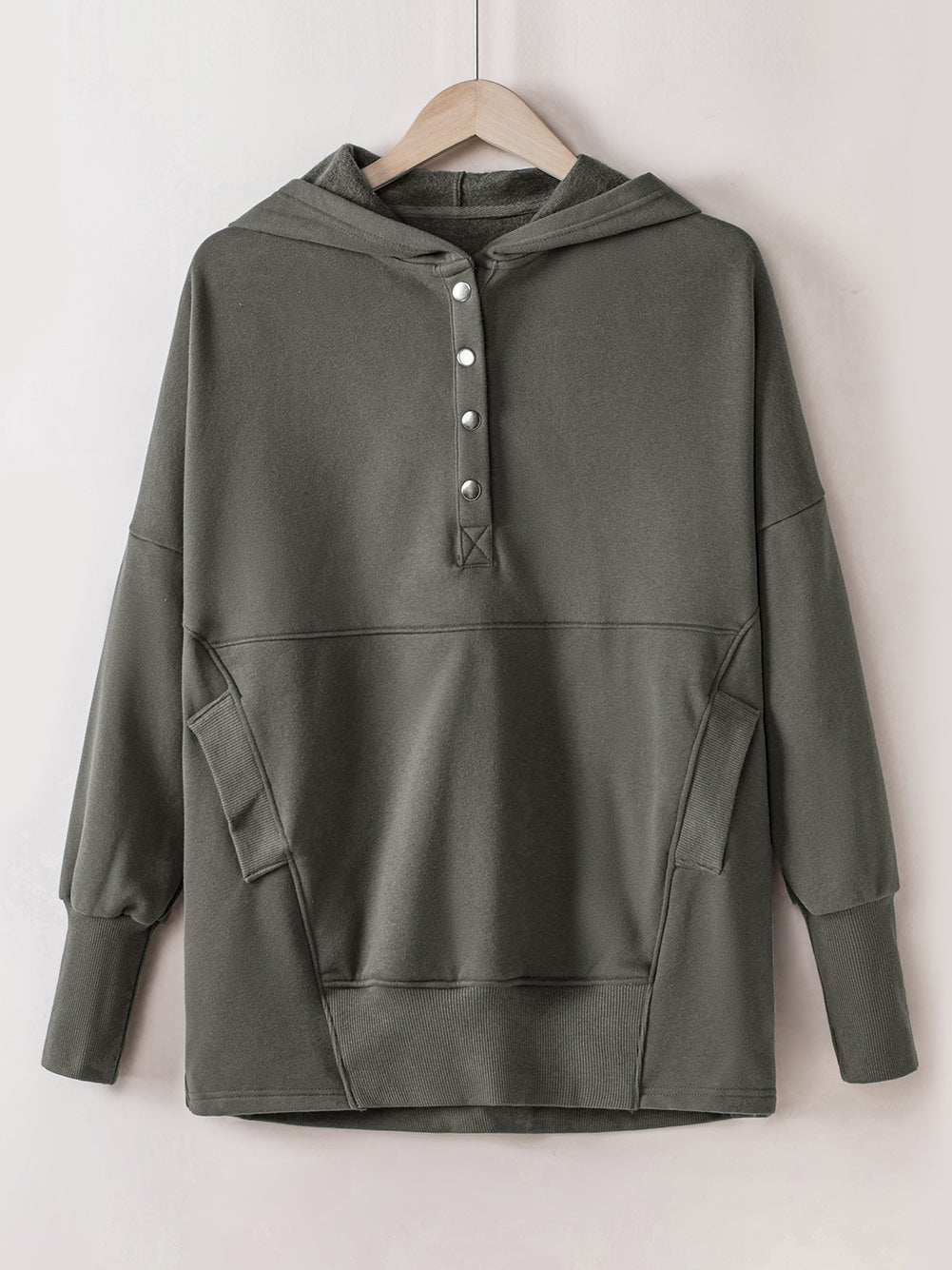 NicholesGifts Women Quarter-Snap Dropped Shoulder Hoodie NicholesGifts