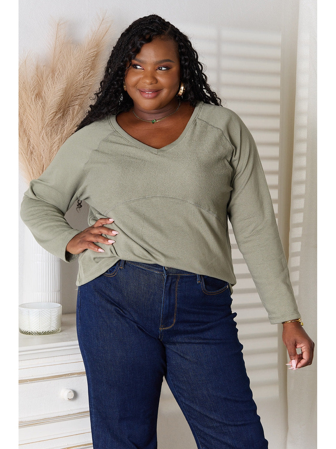NicholesGifts Women Culture Code Full Size V-Neck Long Sleeve T-Shirt NicholesGifts