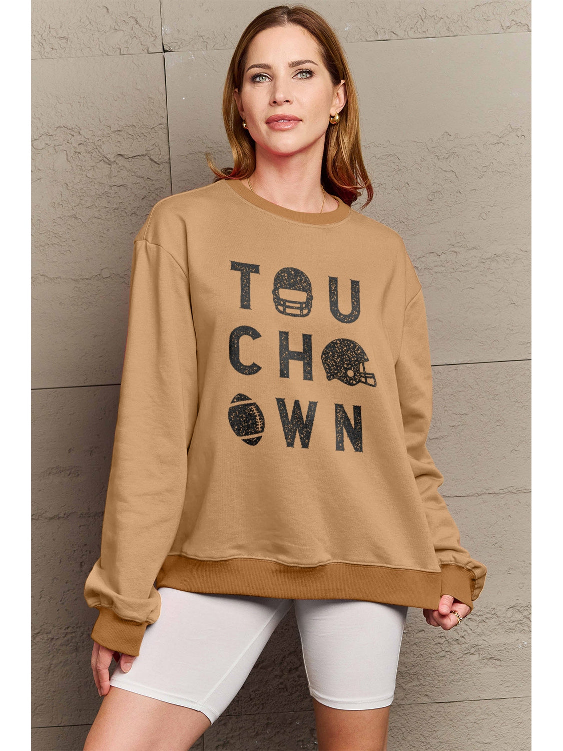Women Simply Love Full Size Touchdown Long Sleeve Sweatshirt NicholesGifts