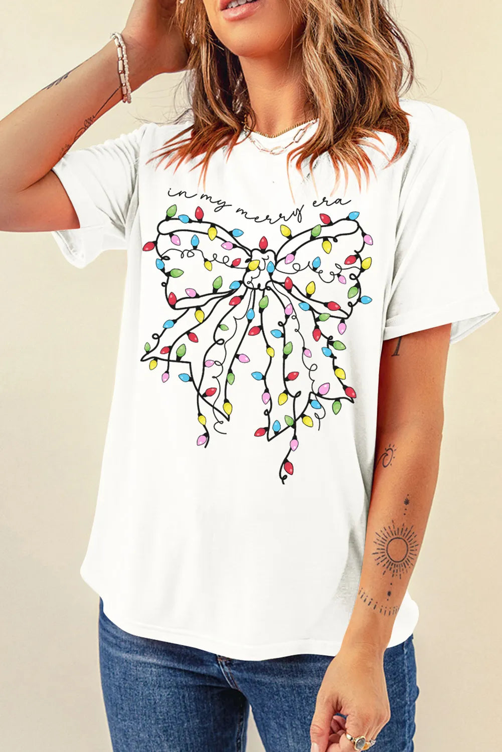 Full Size Bow Round Neck Short Sleeve T-Shirt NicholesGifts