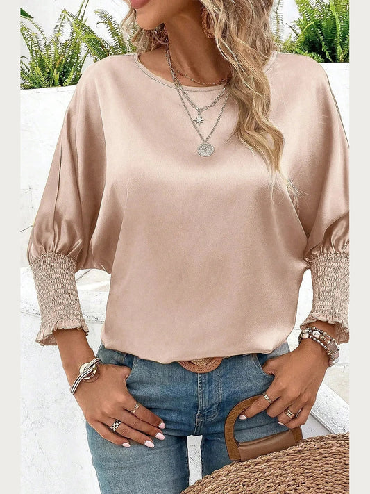 Round Neck Batwing Sleeve Blouse NicholesGifts