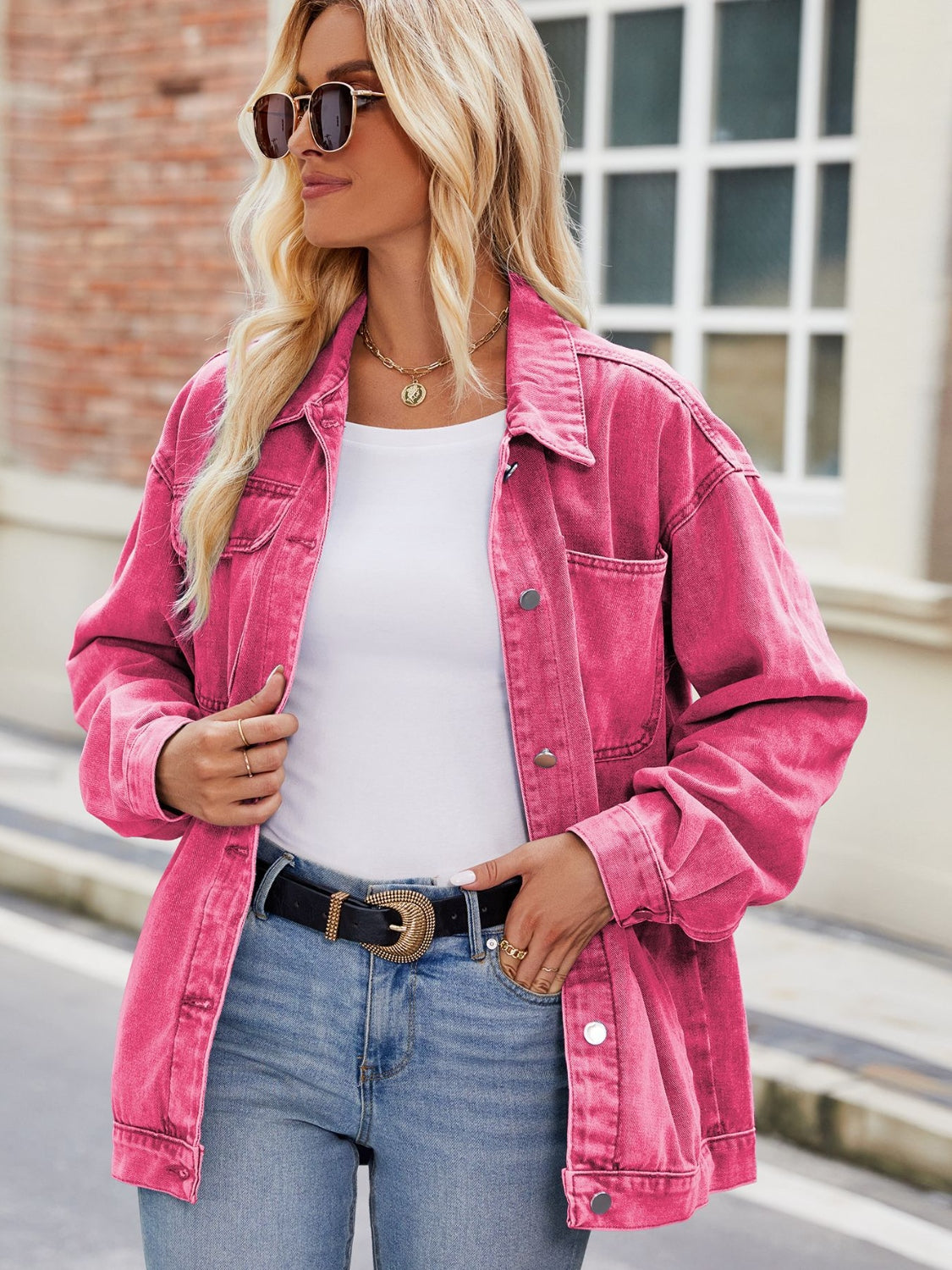 NicholesGifts Women Button Up Denim Jacket with Pockets NicholesGifts