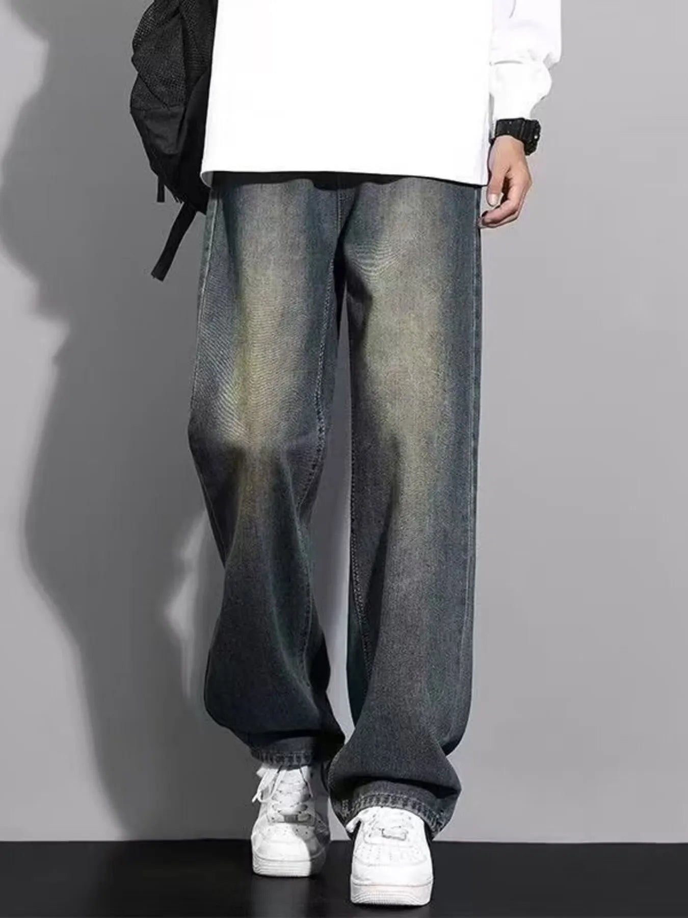 Men's Full Size Wide Leg Jeans Plus Size Trendsi