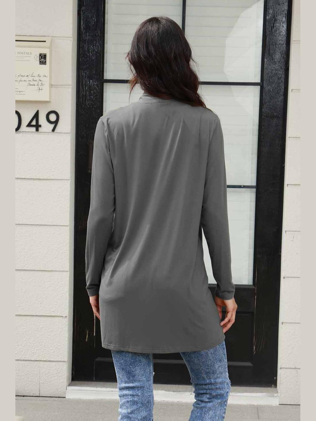NicholesGifts Women Basic Bae Full Size Open Front Long Sleeve Cardigan with Pockets