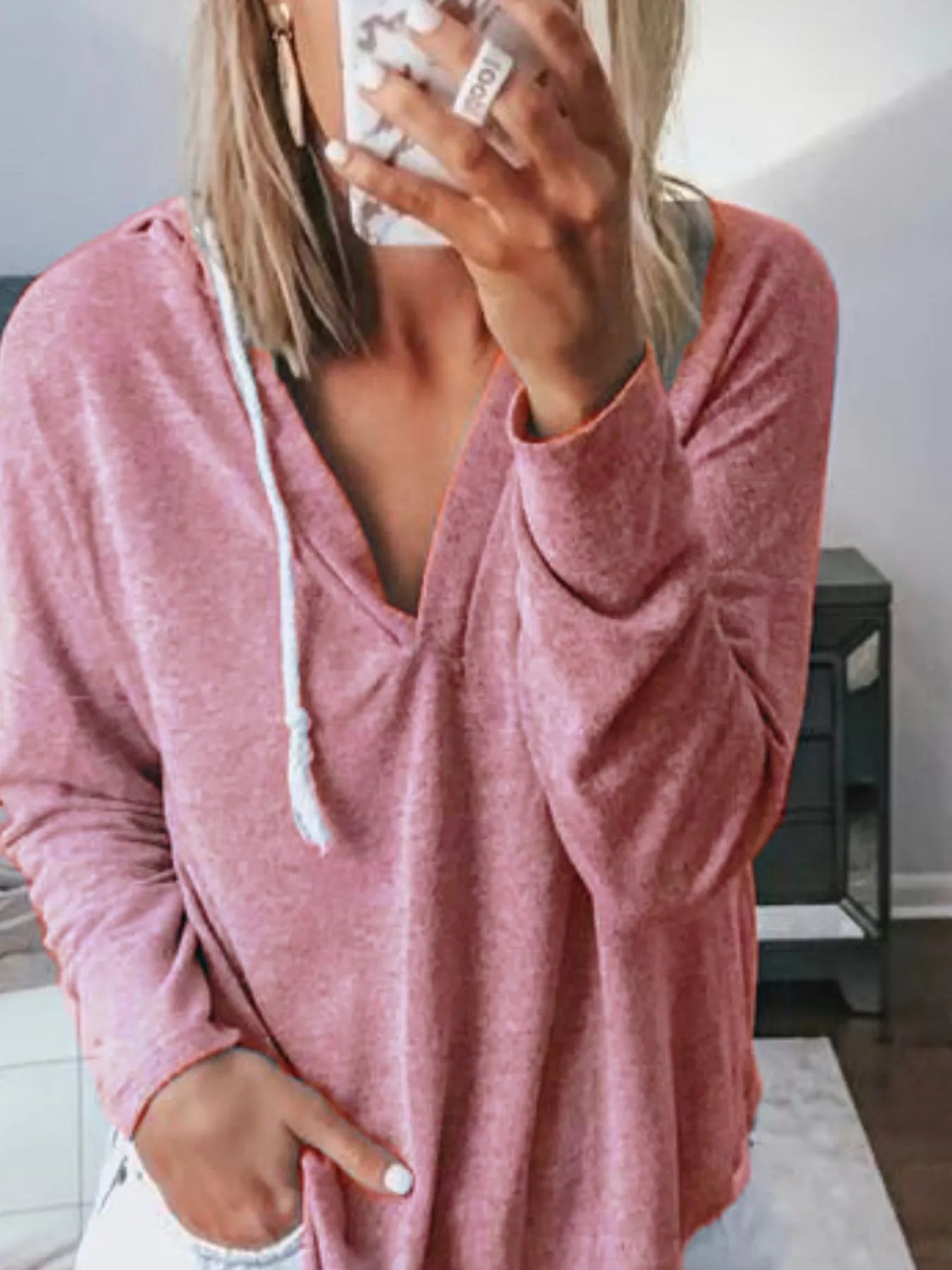 Full Size Drawstring Long Sleeve Hoodie Plus Size