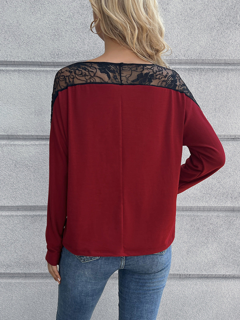 Ivy Lane Lace Long Sleeve Round Neck Tee nicholesgifts
