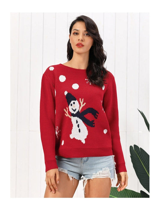 Snowman Round Neck Sweater NicholesGifts