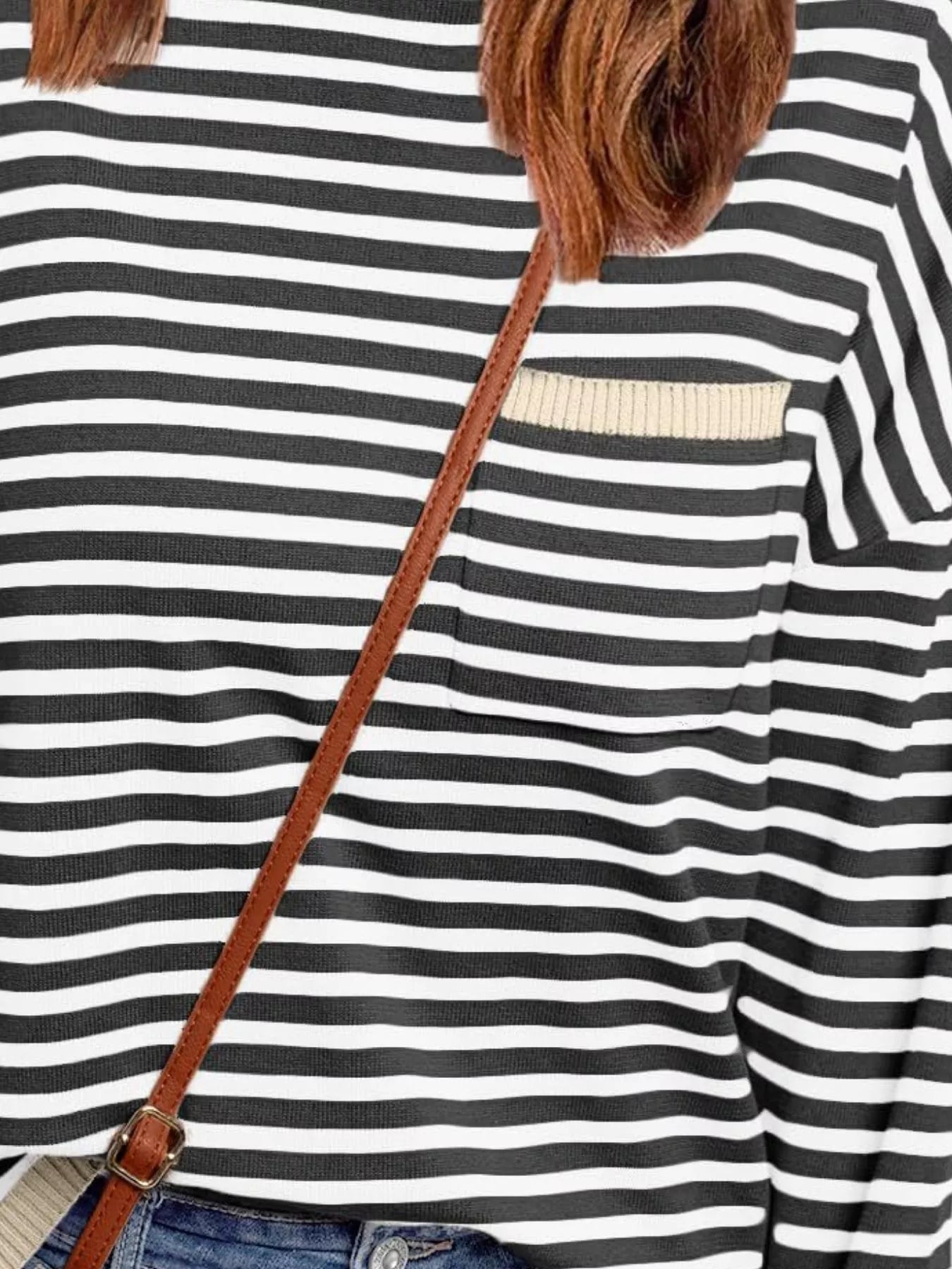 Striped Round Neck Long Sleeve Knit Top