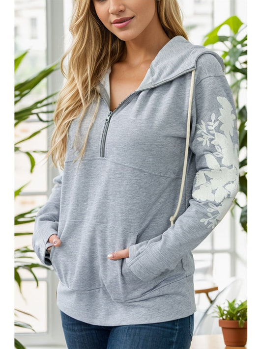 NicholesGifts Women Half Zip Drawstring Hoodie with Pocket NicholesGifts