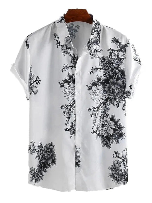 Men's Full Size Printed Short Sleeve Casual Shirt Plus Size NicholesGifts