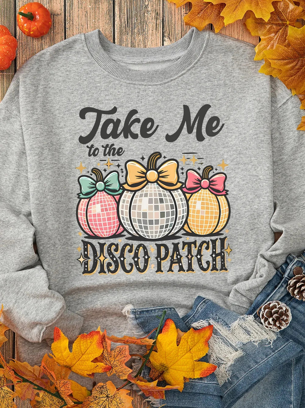 Graphic Round Neck Long Sleeve Sweatshirt Trendsi