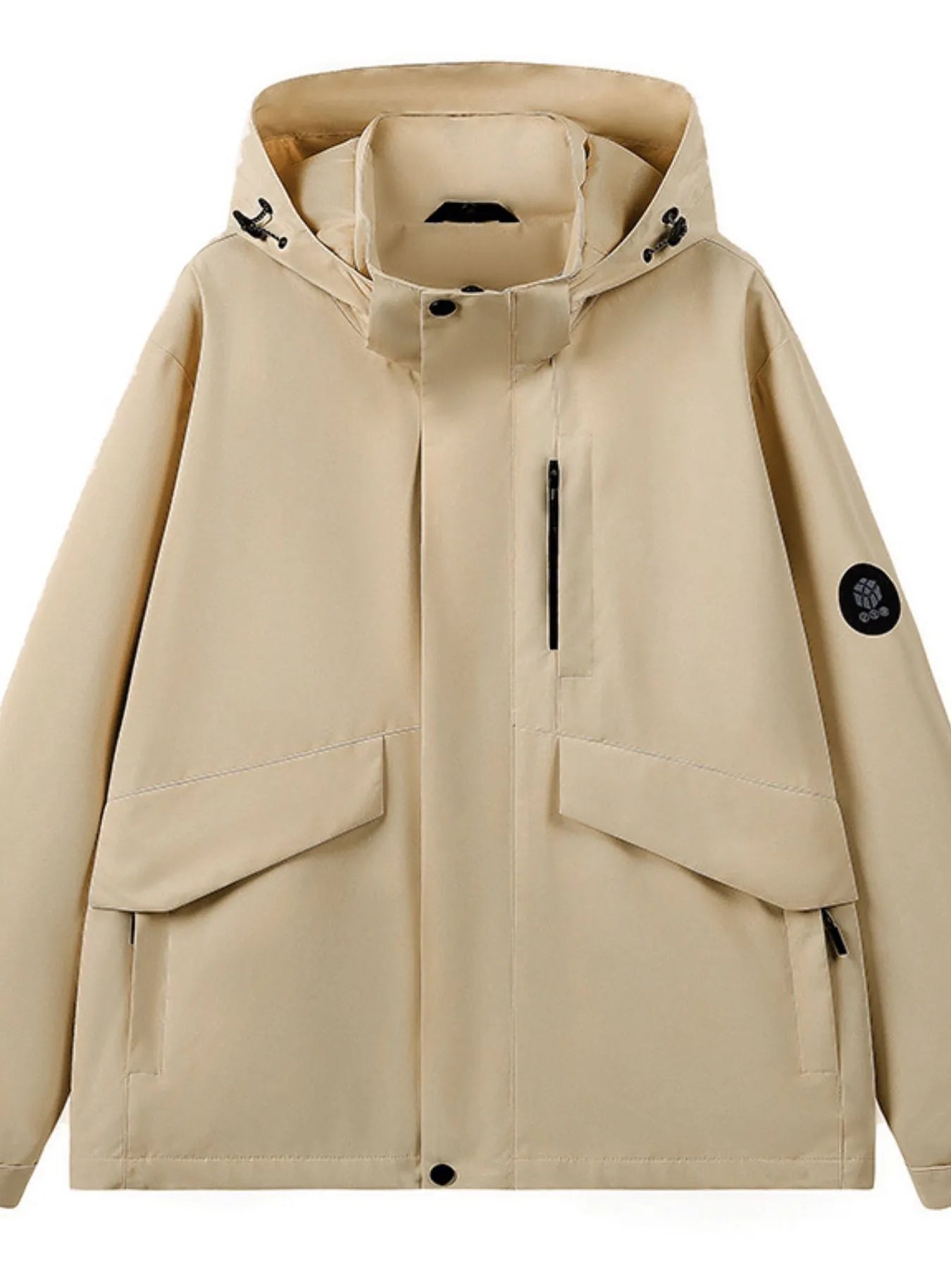 Men's Full Size Long Sleeve Hooded Windbreaker Jacket Plus Size Trendsi