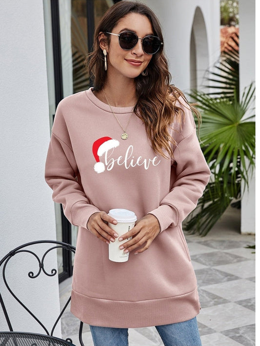 BELIEVE Graphic Tunic Sweatshirt