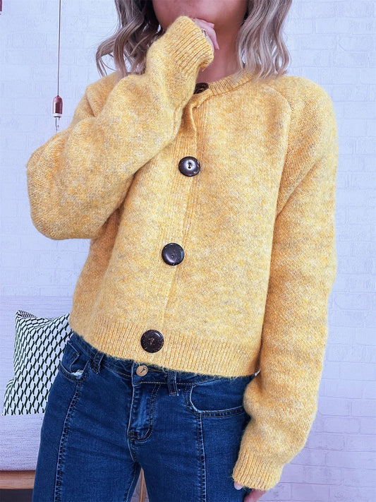 Button-Up Raglan Sleeve Cardigan