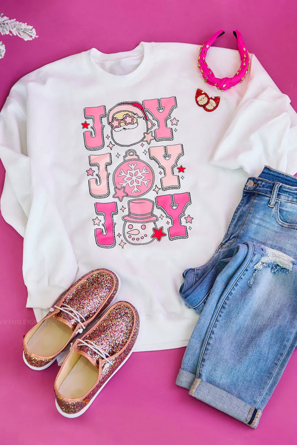 JOY Round Neck Long Sleeve Sweatshirt NicholesGifts