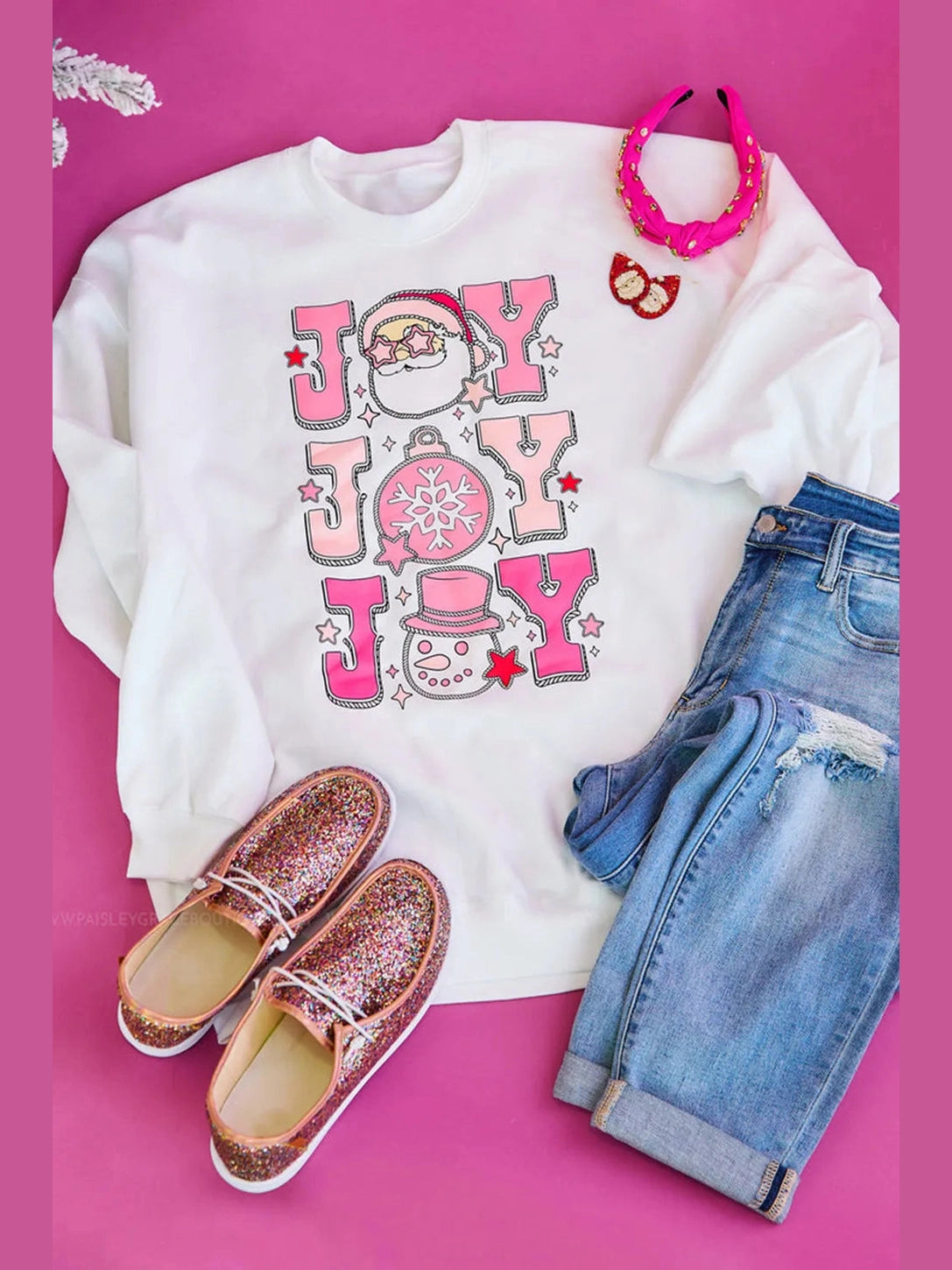 JOY Round Neck Long Sleeve Sweatshirt nicholesgifts