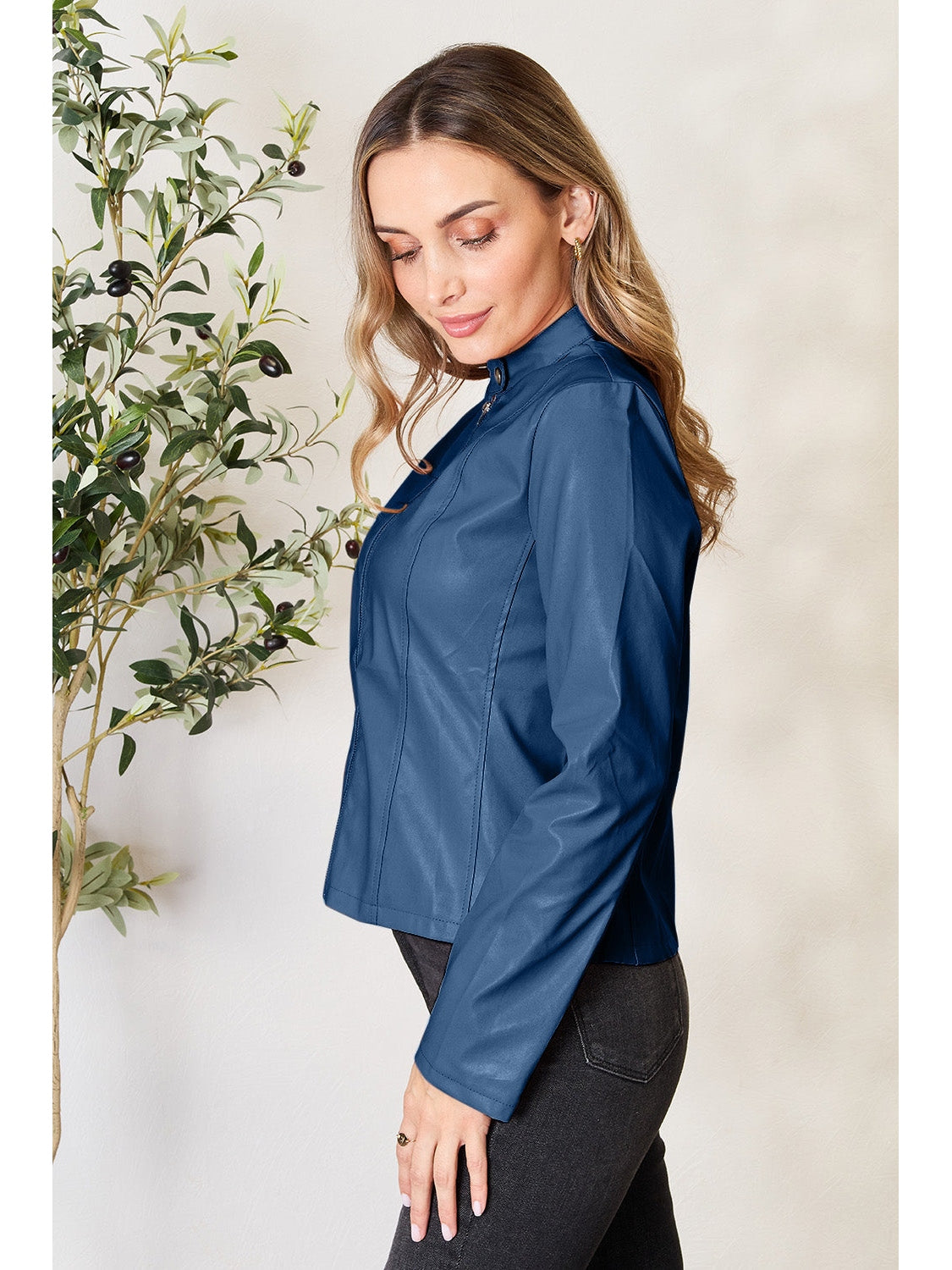NicholesGifts Women Mock Neck Zip Up Jacket NicholesGifts
