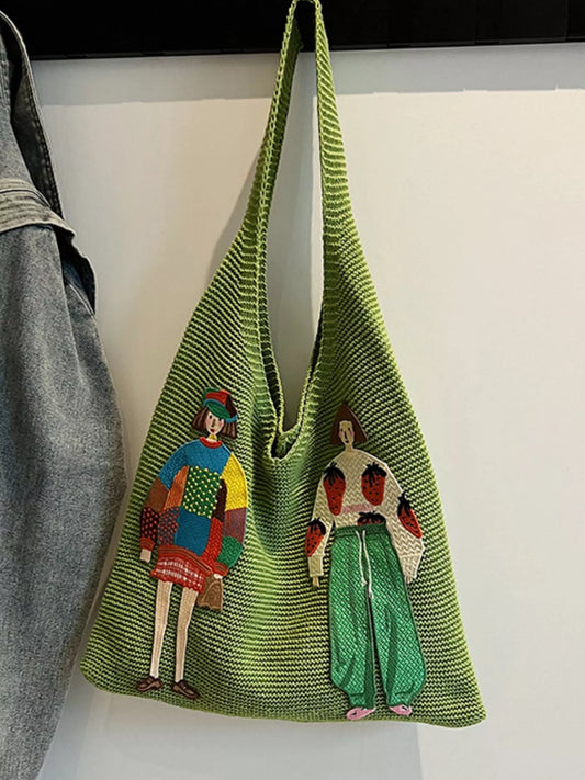 Knitted Embroidered Shoulder Bag nicholesgifts