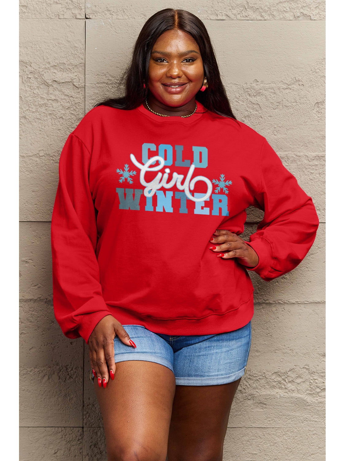 Simply Love Full Size COLD WINTER Graphic Long Sleeve Sweatshirt NicholesGifts