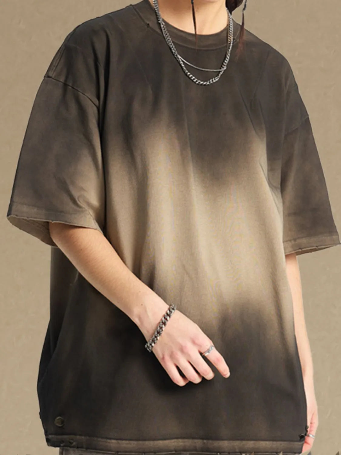 Men's Gradient Round Neck Half Sleeve T-Shirt Trendsi