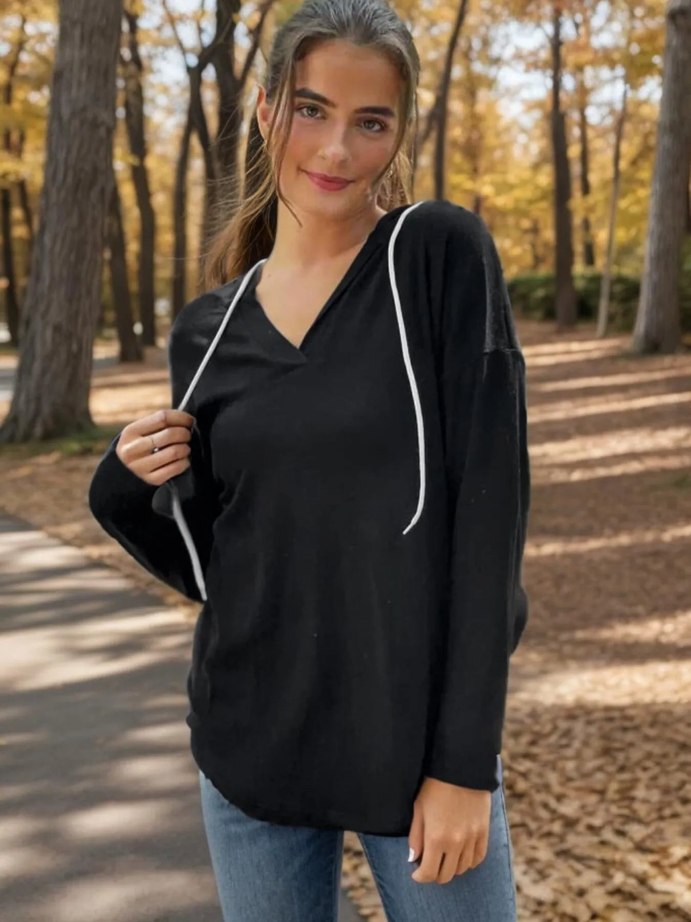 Full Size Drawstring Long Sleeve Hoodie Plus Size
