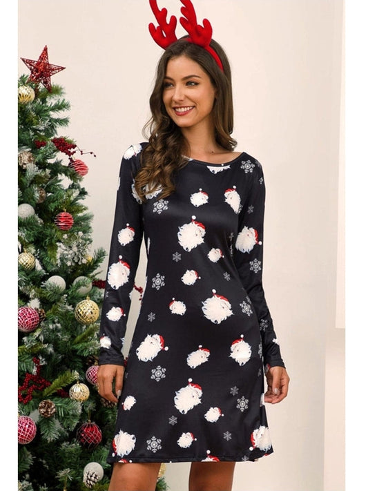 Full Size Christmas Long Sleeve Dress