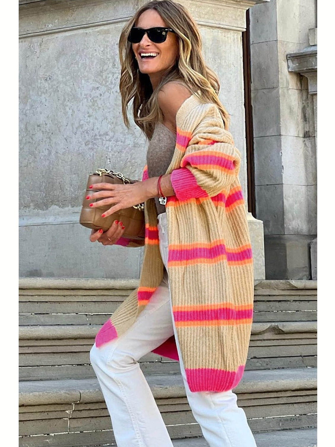 Women Ribbed Long Sleeve Cardigan Sweater NicholesGifts