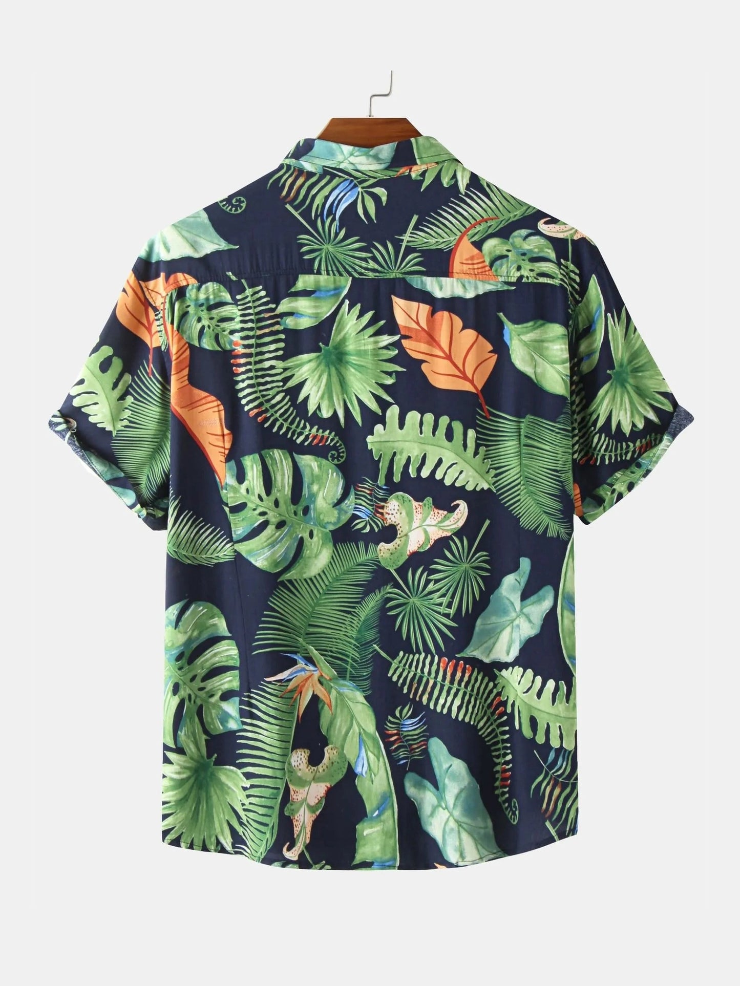 Men's Plus Size Tropical Leaf Print Hawaiian Short Sleeve Casual Shirt Trendsi