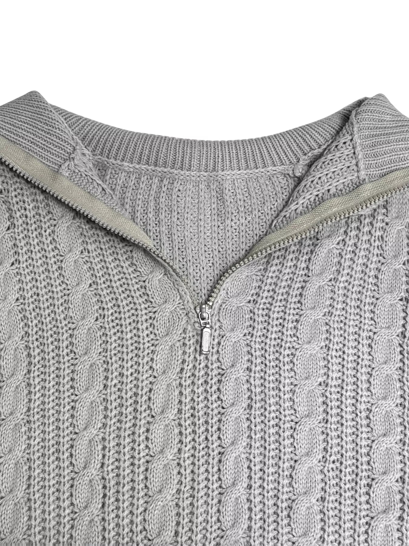 Cable Knit Half Zip Sweater