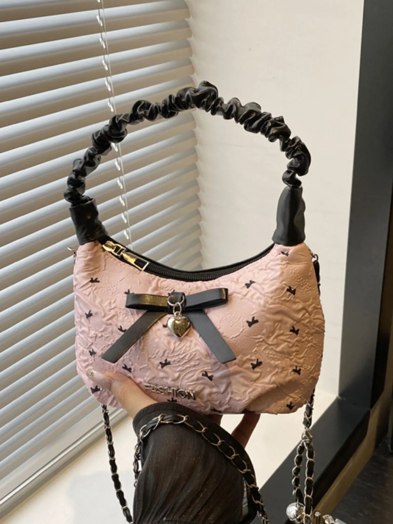 Bow Ruched Strap Crossbody Bag Trendsi