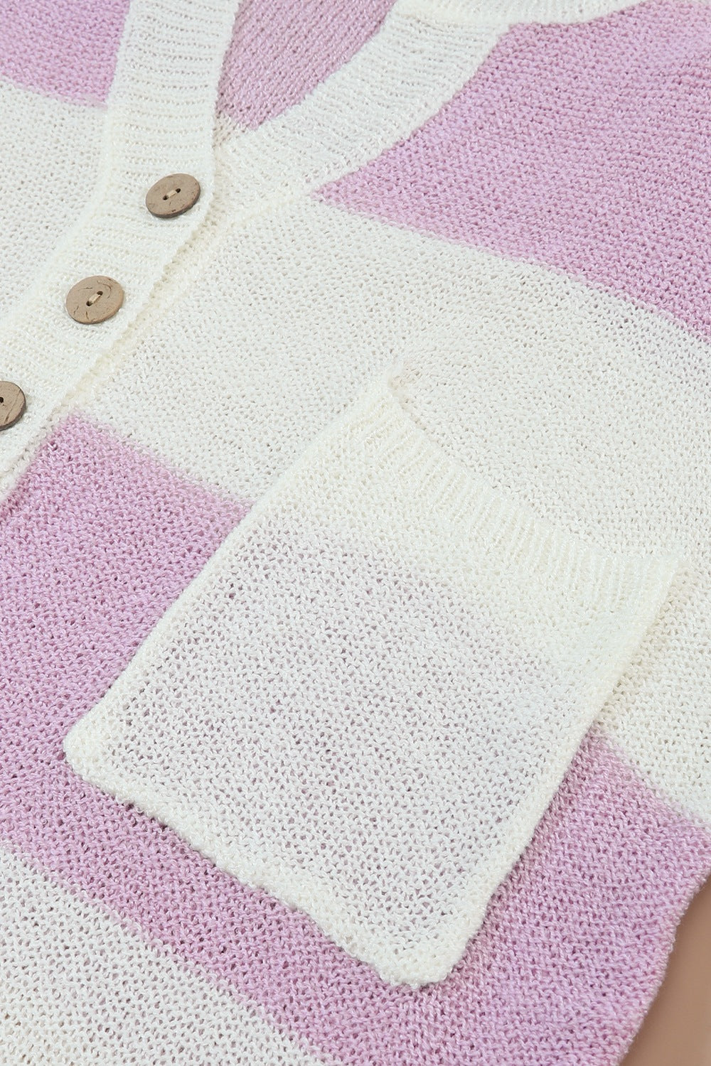 Women Striped Half Button Ribbed Pink Purple Sweater NicholesGifts